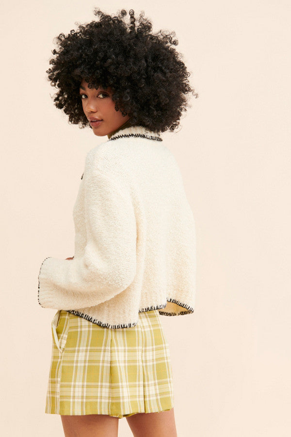 Collar Trimmed Cardigan